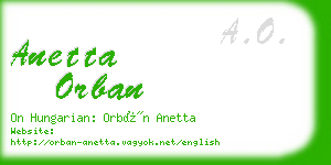 anetta orban business card